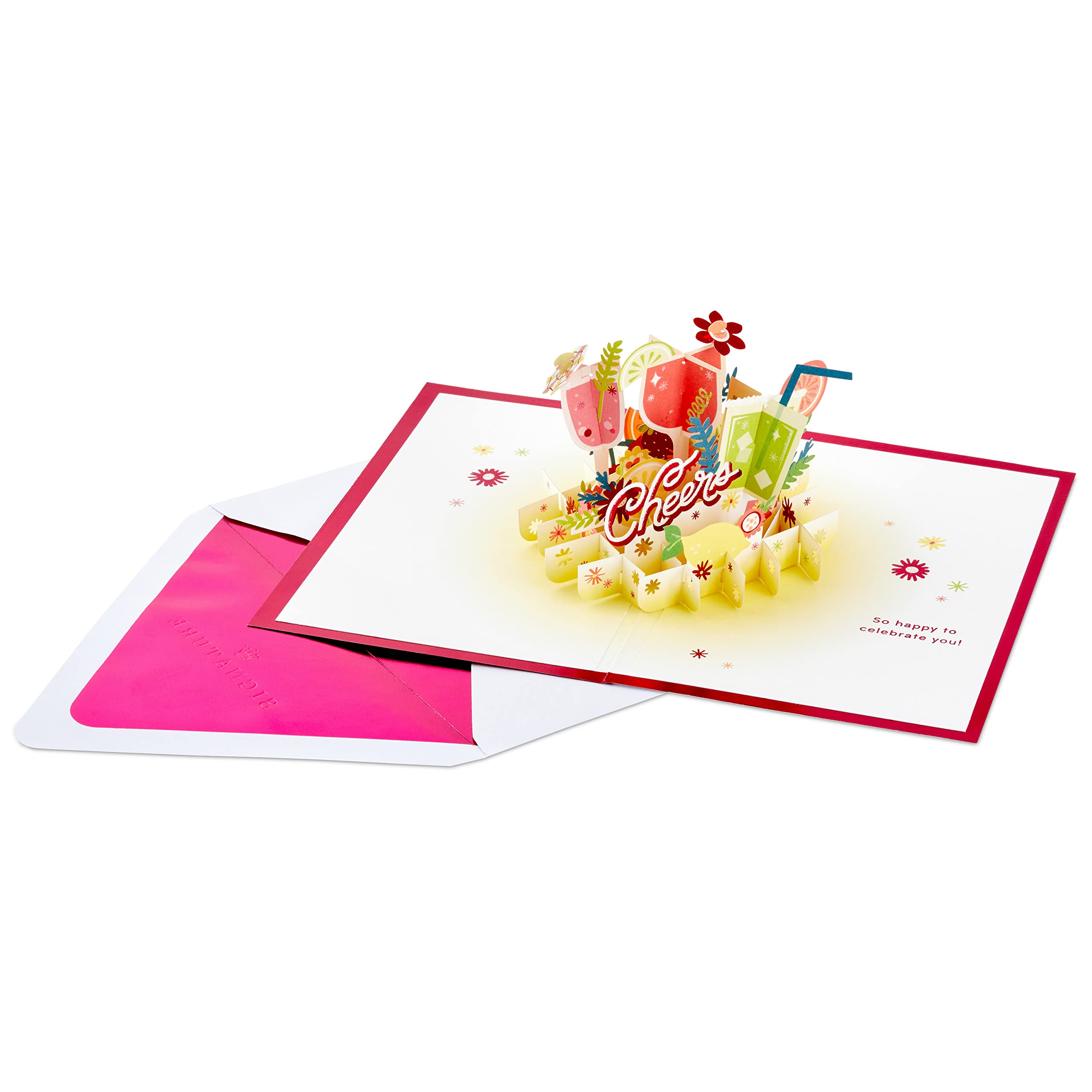 Hallmark Signature Paper Wonder Pop Up Card for Graduation or Birthday (Here's to You, Tropical Drink)