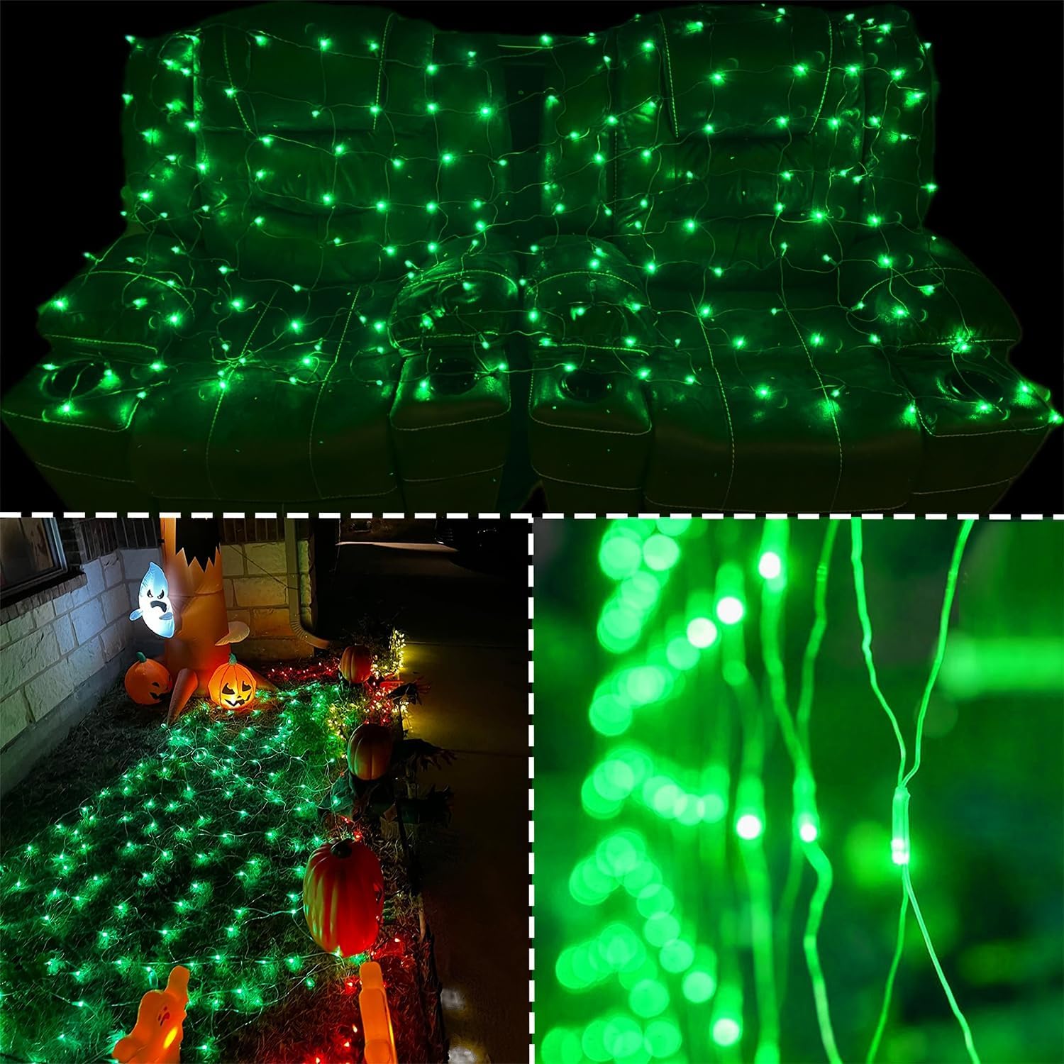 Waterglide Outdoor Christmas Net Lights - 12FT x 5FT 360 LED Mesh String Lights | Waterproof & Connectable for Garden Decor