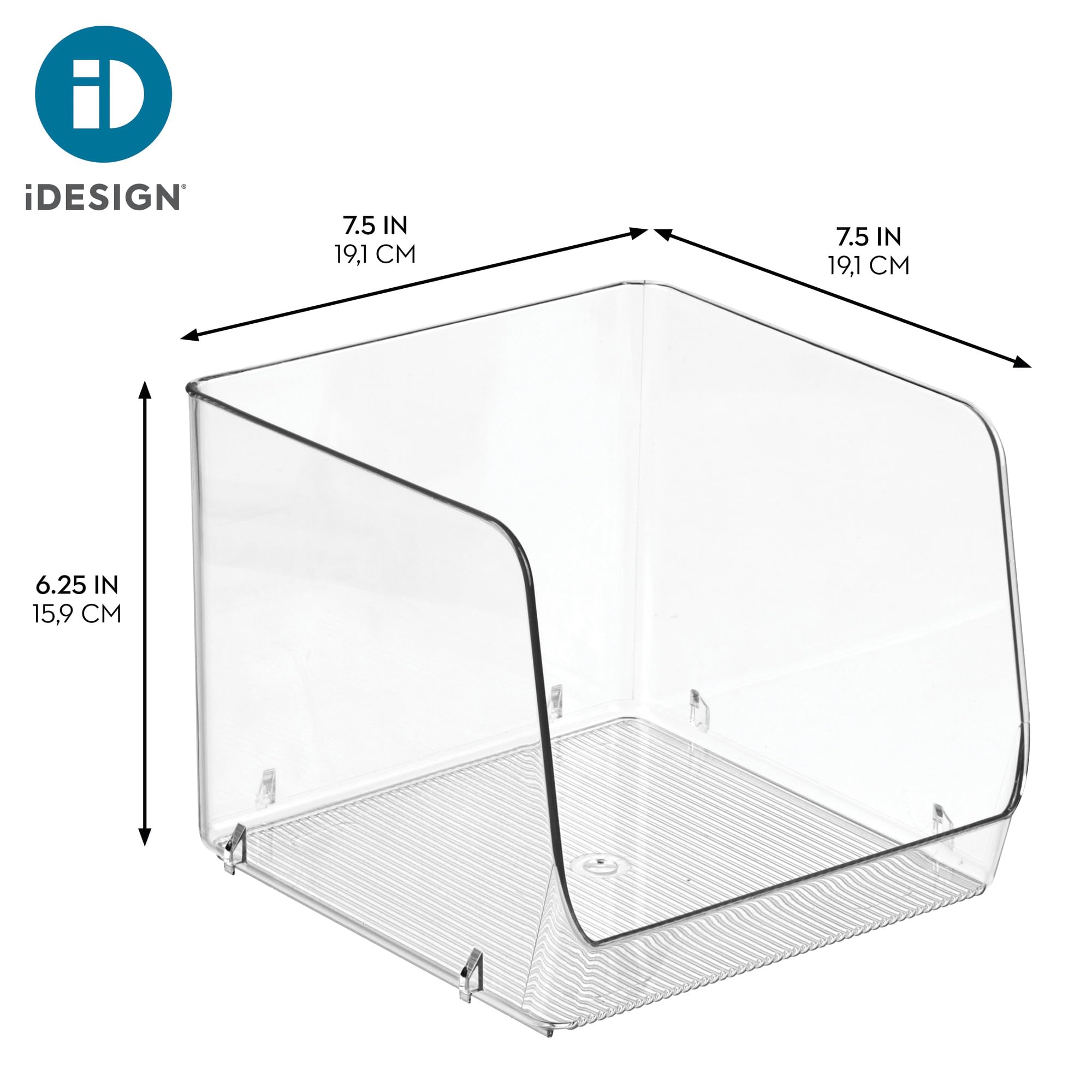 iDesign Open-Front Storage Bin - All-Purpose Bin for Kitchen, Bathroom, or Office - Clear - Made in USA