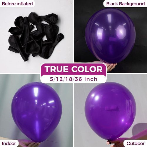 Bezente Dark Purple Latex Balloons - 150 Pack of 5-Inch Matte Helium Balloons for Parties & Events