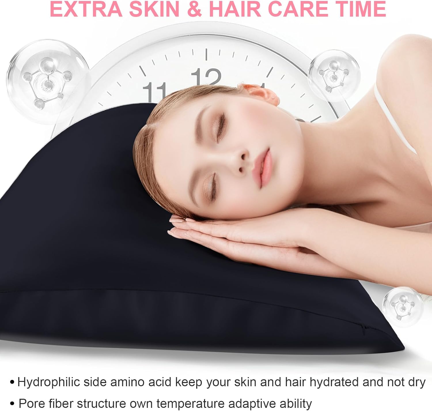 Skiennix Mulberry Silk Pillowcases - 2 Pack Standard Size, Hidden Zipper for Hair & Skin, Navy Blue