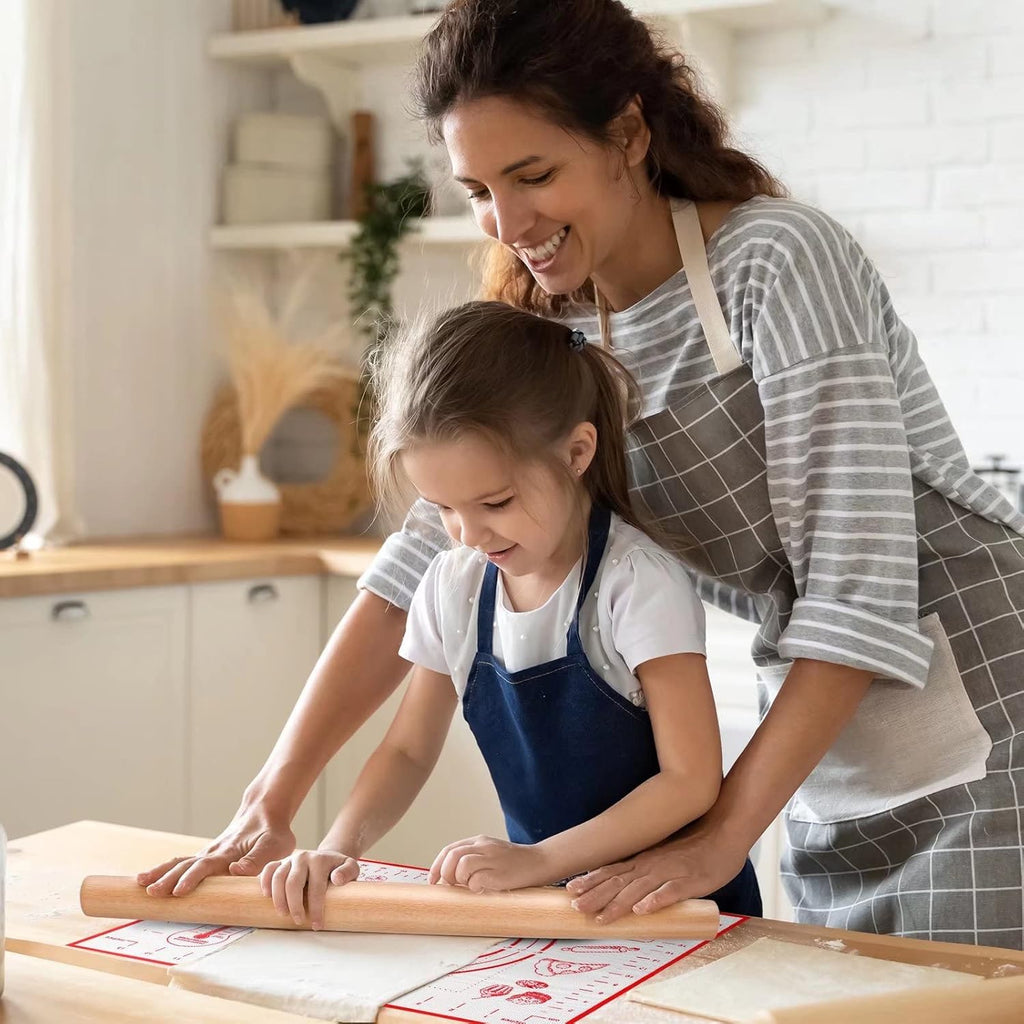 Skiennix Extra Large Silicone Pastry Mat - Baking Mat with Measurements for Fondant, Dough & Cookies | 24" x 32", Red