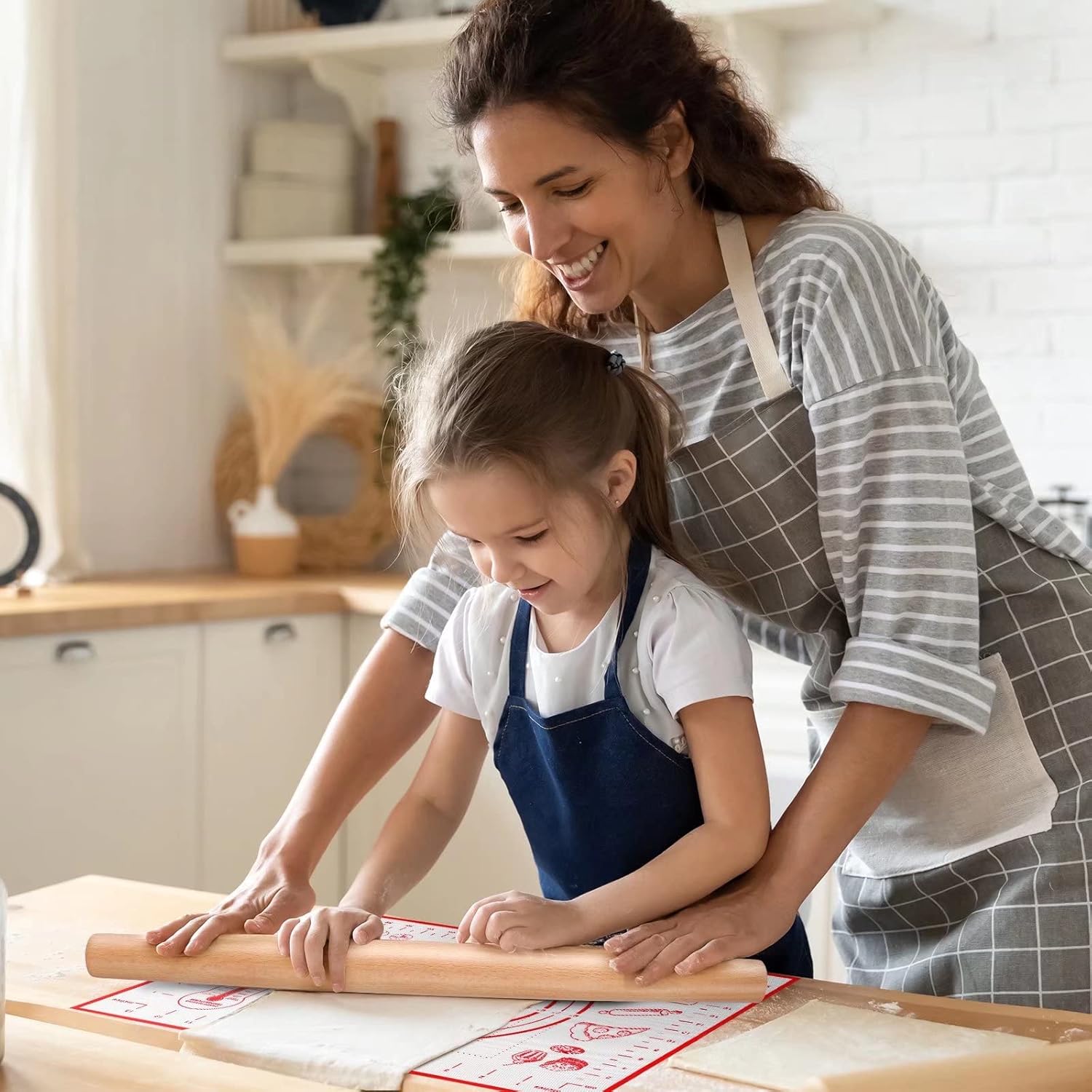 Skiennix Extra Large Silicone Pastry Mat - Baking Mat with Measurements for Fondant, Dough & Cookies | 24" x 32", Red