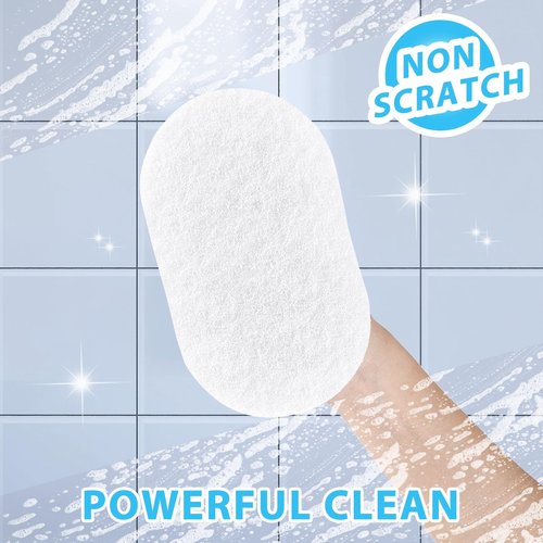 Lumkew Handle Bath Tub Scrubber, Non Scratch Bathroom Scouring Pad, Bathtub Scrubber Soap Scum Remover for Shower Tile Grout Sink Pool Step & Corner, Heavy Duty Cleaning Sponge Scrub, 2 PCS