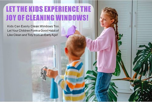 Norwεx Window Cleaning Cloth, Glass Cleaning Cloth, No Chemical Needed, Just Add Water Lints Streaks Scratches Free. (Purple 2 Pack)