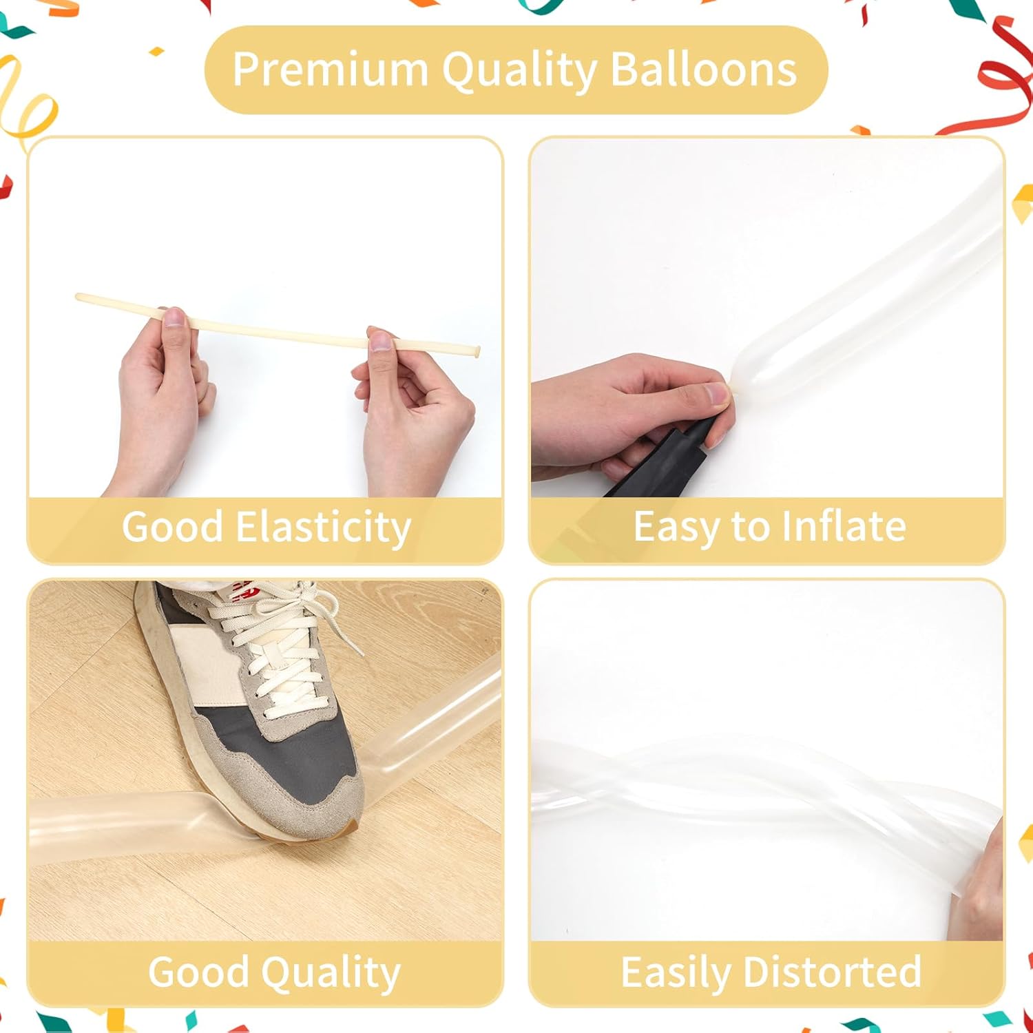 RUBFAC Clear Long Skinny Latex Balloons - 100pcs Transparent Twisting Balloons for Kids' Parties & Decorations