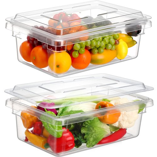 LOYIM 2 Pack 3.5 Gallon Polycarbonate Food Storage Box Commercial Products Food/Tote Box Storage Container with Lid Plastic, Clear, for Restaurant/Kitchen/Cafeteria