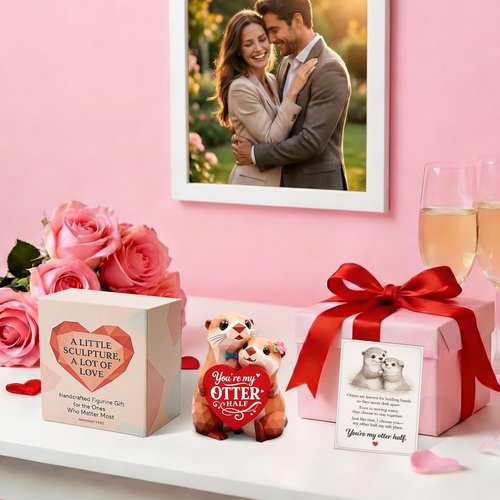 You're My Otter Half Figurines Gifts for Him Her Boyfriend Girlfriend, Hand-Painted Sculpture Anniversary Birthday Gifts for Women Men,Romantic I Love You Gift for Wife Husband Couples Cute Desk Decor