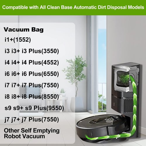 8 Pack Dirt Disposal Bags Replacement Bags Compatible with iRobot Vacuum Cleaner 105 405 705 104 504 505, i3, j7, j9, s9, s9 Plus i s j Series Vacuum Bags Replacement Parts Accessory