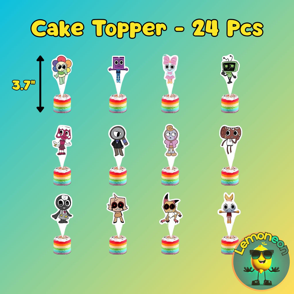 Lemoneon Birthday Party Decorations Supplies Happy Birthday Banner Cake Cupcake Toppers Balloons Background