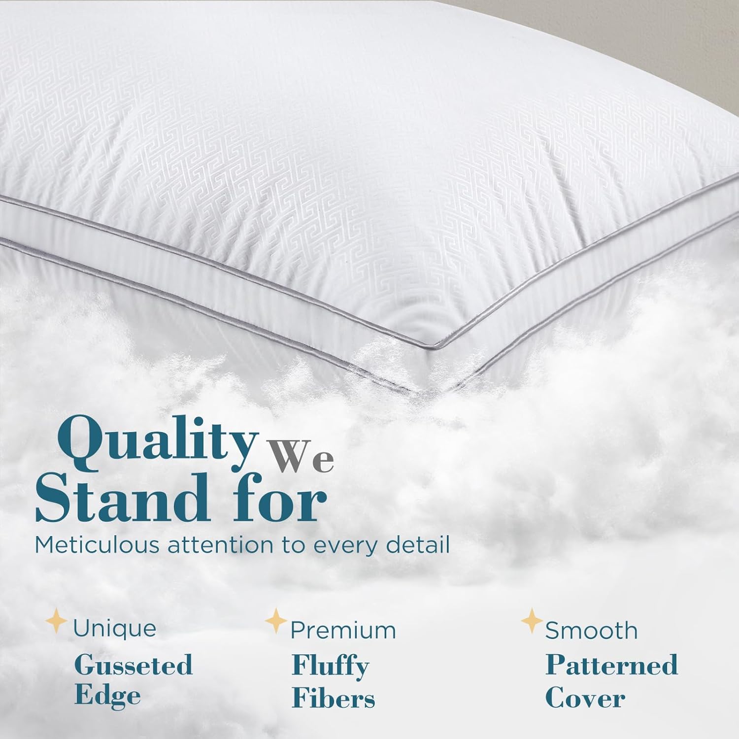 Viewstar Queen Size Pillows Set of 2 - Hotel Quality Down Alternative Gusseted Design for All Sleepers | White