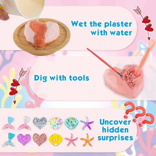 PaLeyFer 24Pack Valentines Day Cards w/ Heart-Shaped Plas-ter Dig Kits for Kids Students Classroom, Valentines's Day Gifts for Exchange Prize, Valentine's Party Favors for Boys Girls
