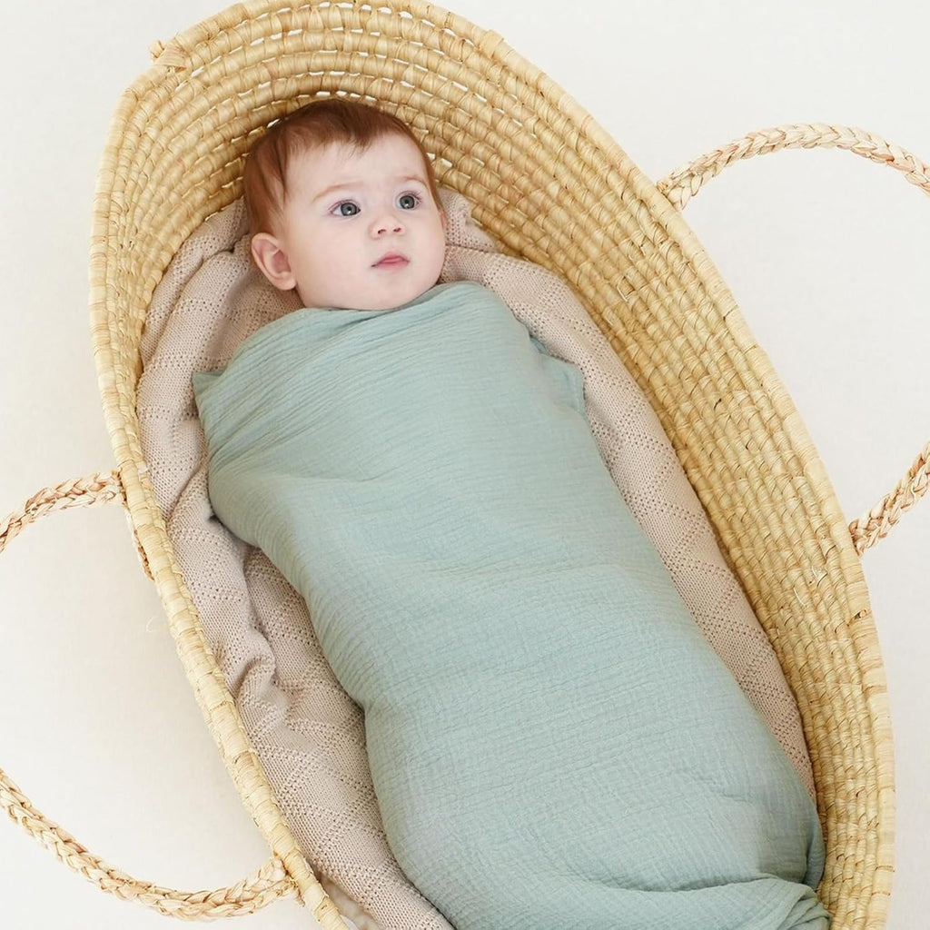 Skiennix Muslin Swaddle Blankets - 100% Cotton, Soft & Breathable, 2 Pack, Large 40 x 40 Inches