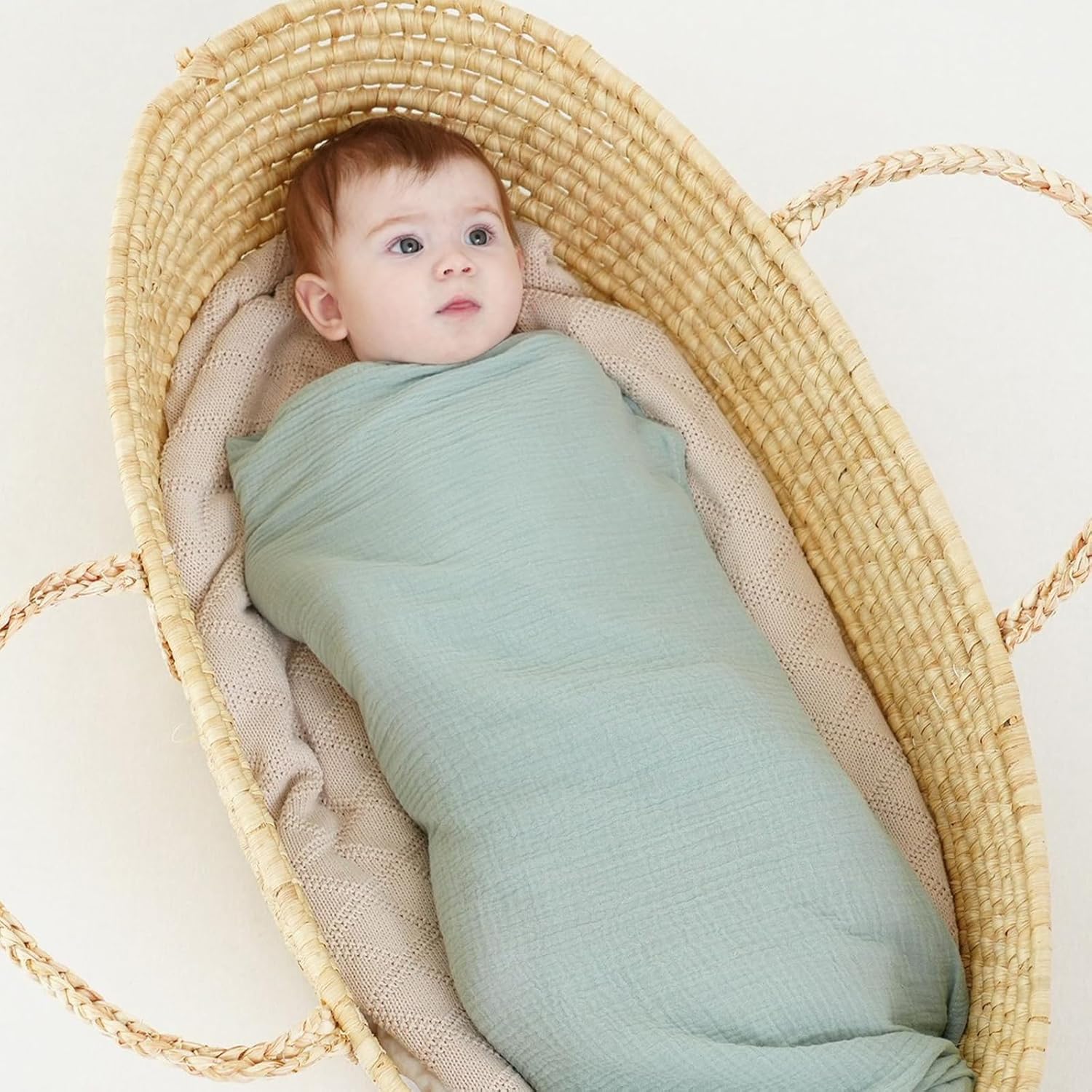 Skiennix Muslin Swaddle Blankets - 100% Cotton, Soft & Breathable, 2 Pack, Large 40 x 40 Inches