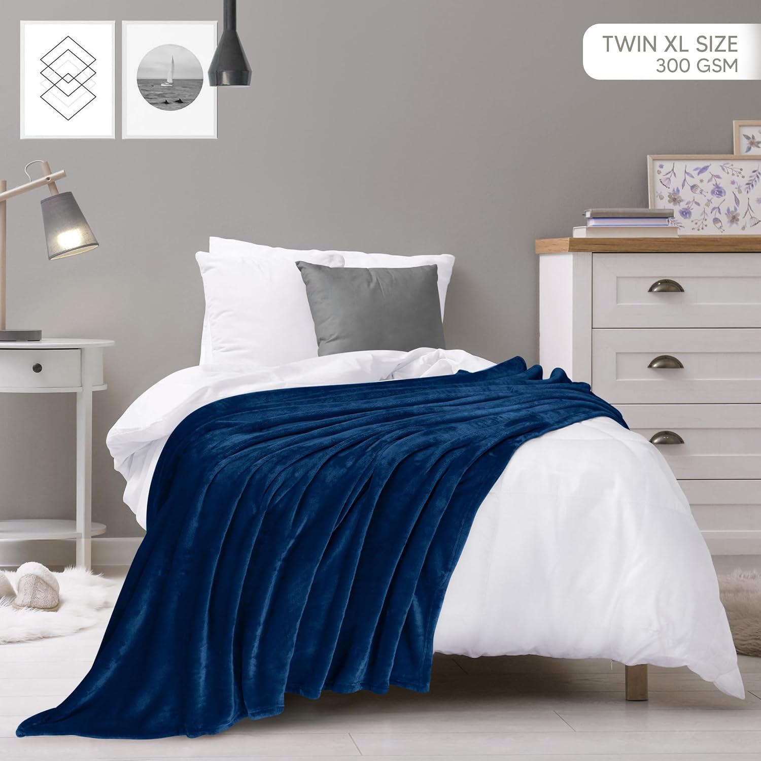 Utopia Bedding Fleece Blanket - Luxury Soft Microfiber Twin XL Navy Blanket (90x76 Inch)
