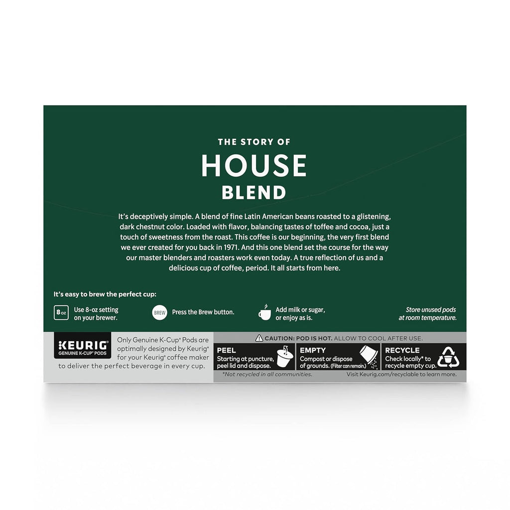 Starbucks K-Cup Coffee Pods - Medium Roast House Blend | 100% Arabica, 10 Pods Per Box
