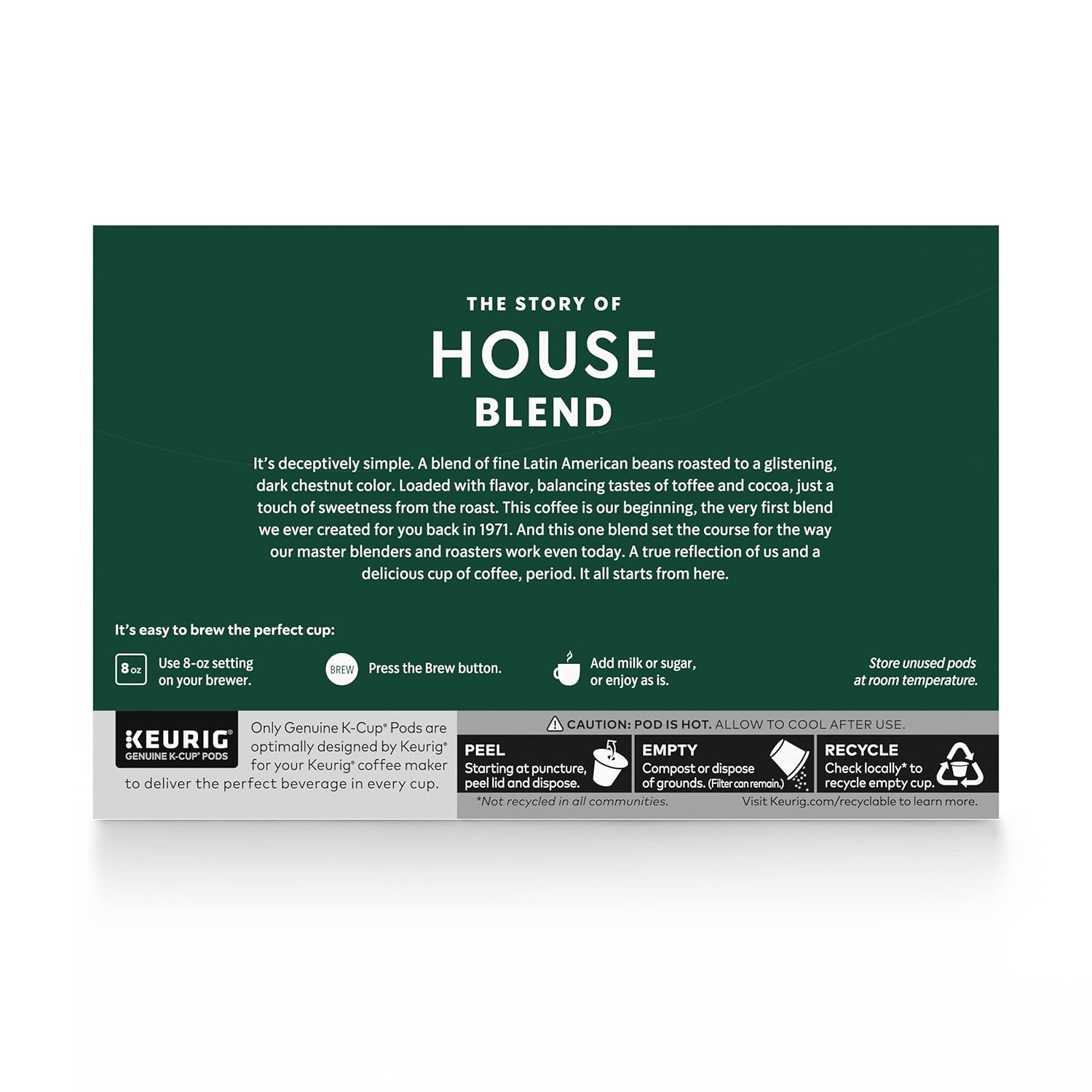 Starbucks K-Cup Coffee Pods - Medium Roast House Blend | 100% Arabica, 10 Pods Per Box