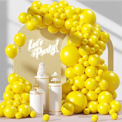 Awenztech Yellow Balloon Arch Kit - 120pcs Latex Balloons in 5-18 Inch Sizes for Baby Shower & Birthday Decor