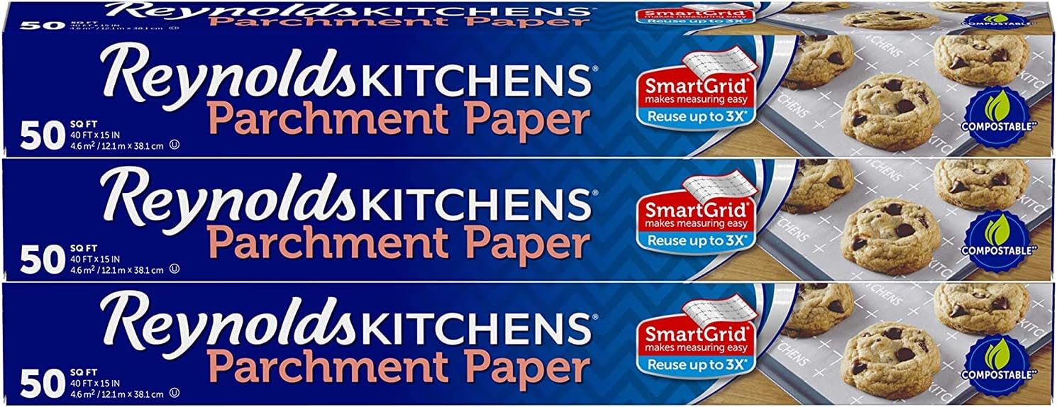 Reynolds Kitchens Parchment Paper Roll - SmartGrid Design | 3 Boxes of 50 Sq. Ft Each (150 Sq. Ft Total)
