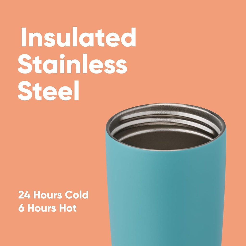 Owala SmoothSip 20 oz Insulated Stainless Steel Coffee Tumbler - Reusable Hot & Iced Coffee Mug | Grey/Blue