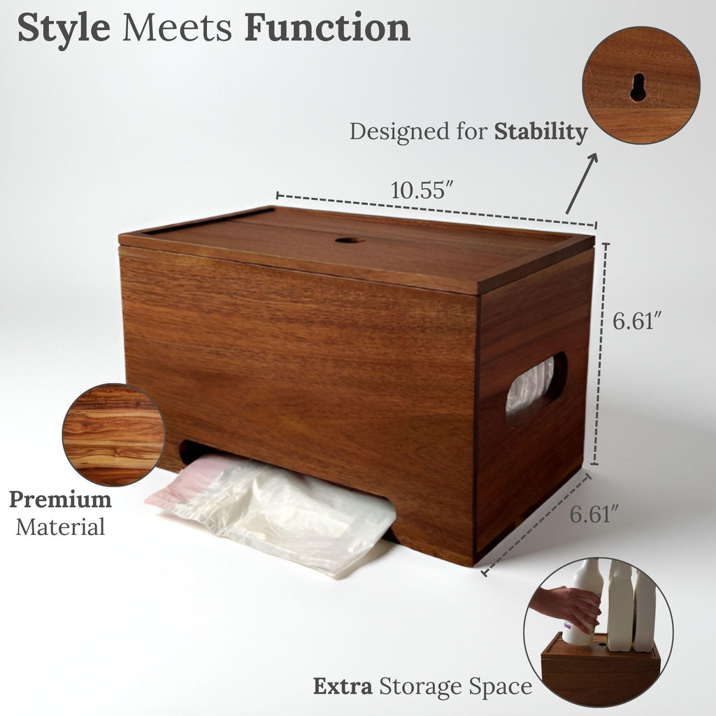 CalmeVie Trash Bag Holder Dispenser – 13-Gallon Storage for Under Sink, Kitchen, and Laundry Room with Wall Mount Option