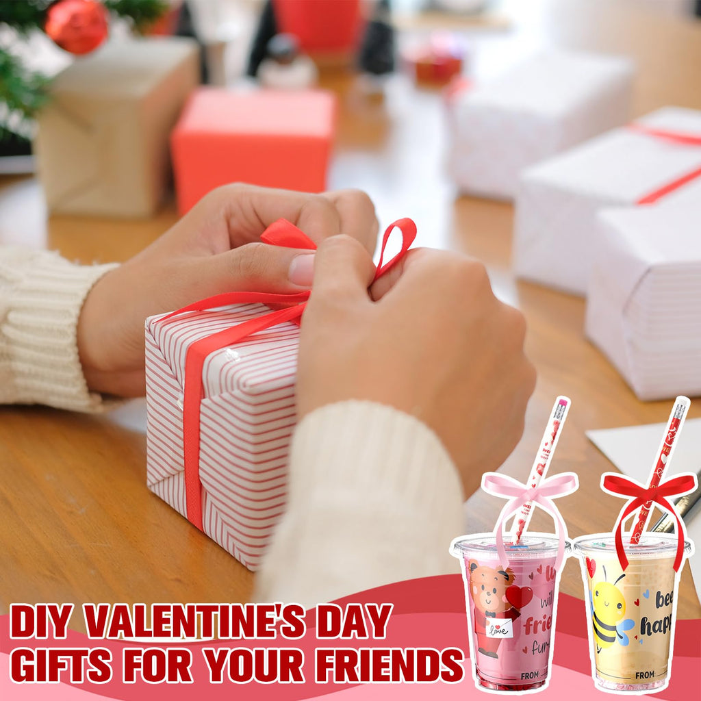 Vesici 323 Pcs Valentine's Day Gifts Bulk Valentines Party Favor Exchange Gift Galentines Supplies with Cup Cards Sticker Pencil Eraser Stamp