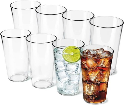 Freshmage Unbreakable Drinking Glasses - 20oz BPA-Free, Shatter-Proof, Stackable Tumblers | Set of 8 for Home & Outdoor Use