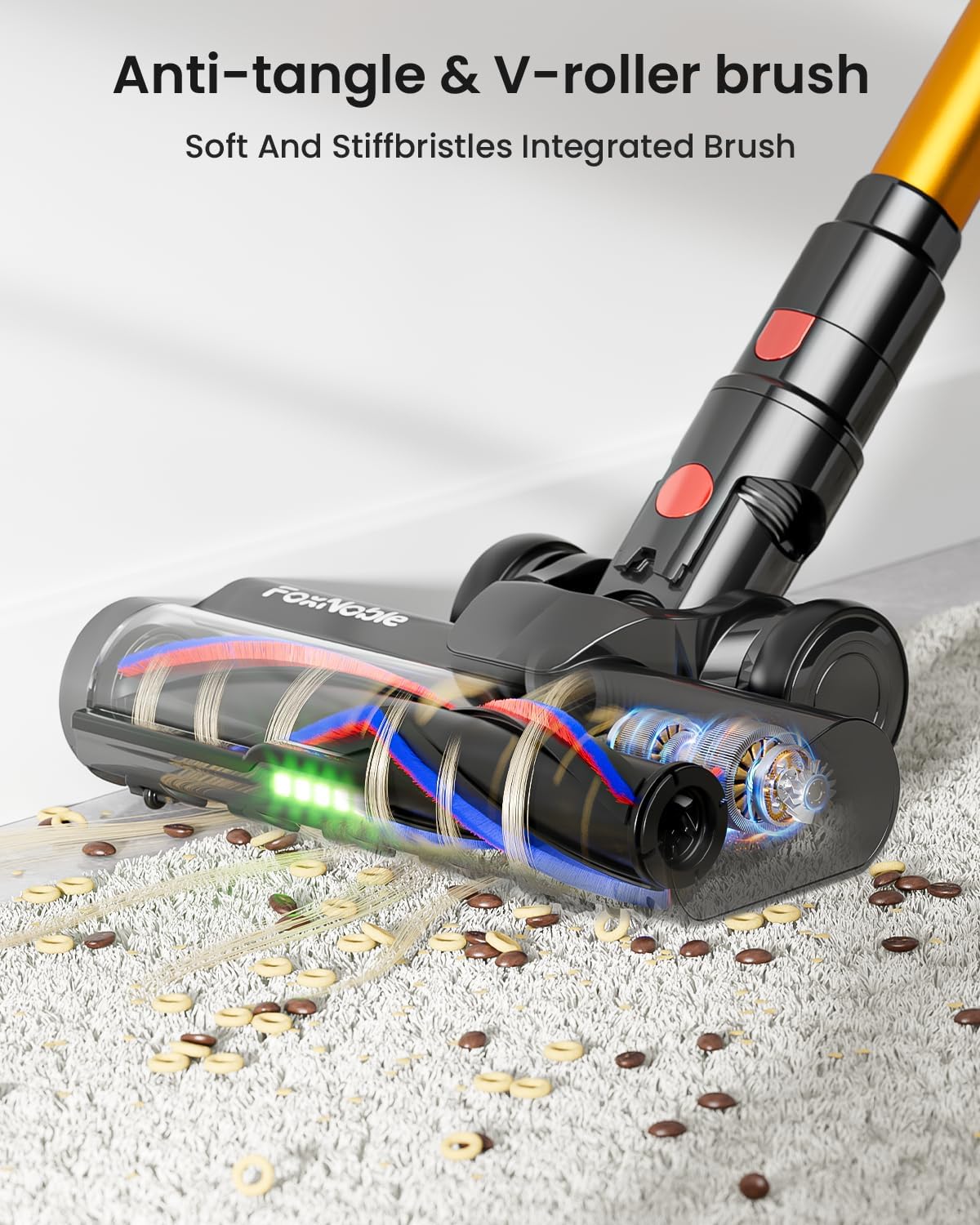 Skiennix Cordless Vacuum Cleaner - 55KPa Suction Power, 65 Minutes Runtime, LED Display | Ideal for Hardwood Floors & Pet Hair