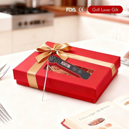 CaloriMastery Meat Thermometer Digital with Backlight, Calibration & Hold Function, IP65 Waterproof Food Thermometer for Cooking, Outdoor Grilling, Candy Making