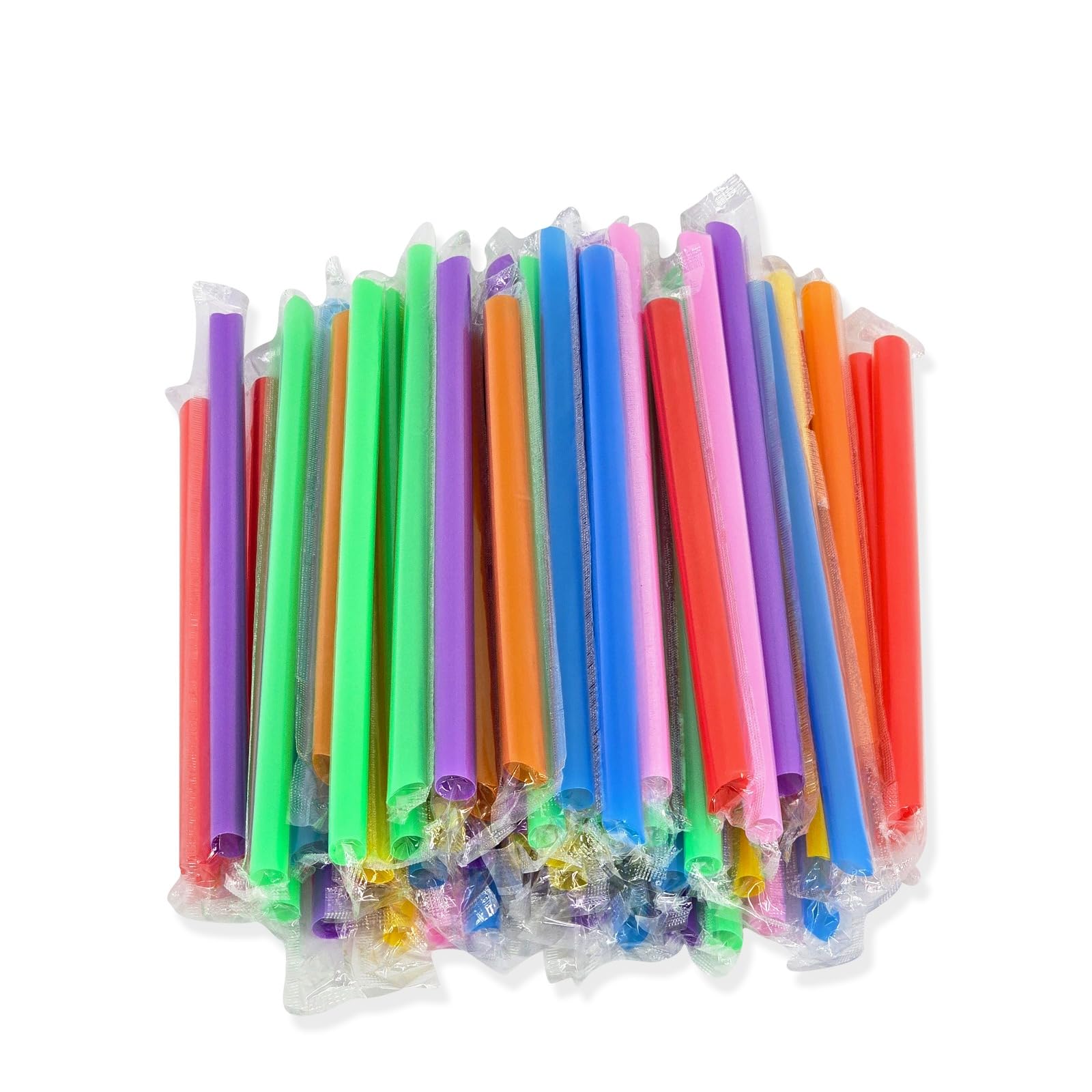 400 Pcs Multi Colors Jumbo Smoothie Straws Disposable Milkshake Straws Jumbo, Bubble Tea Straw For Cakes, Disposable Smoothie Straw Individually Wrapped (0.43" Wide X 9.84" Long)