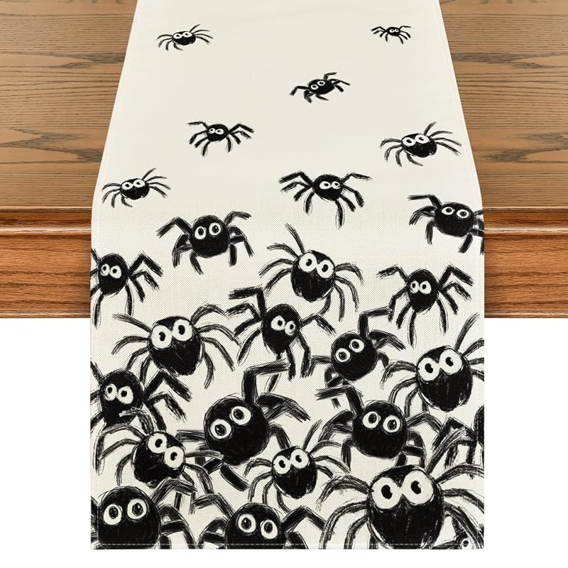 Beige 13x72 Inch Artoid Mode Halloween Table Runner - 210 GSM, Polyester