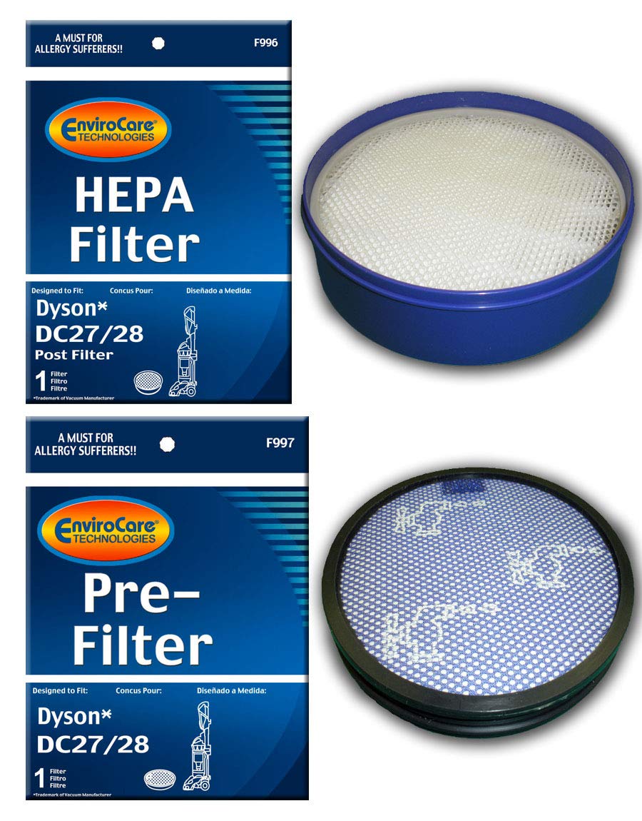 EnviroCare Premium Replacement Vacuum Cleaner Pre and Post Motor HEPA Filters made to fit Dyson DC27 & DC28