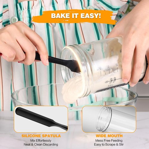 Glass Sourdough Starter Kit with Cloth Cover & Metal Lid, Tracker Band, Thermometer, Jar Scraper, Lame, Dough Whisk, Bread Baking Supplies