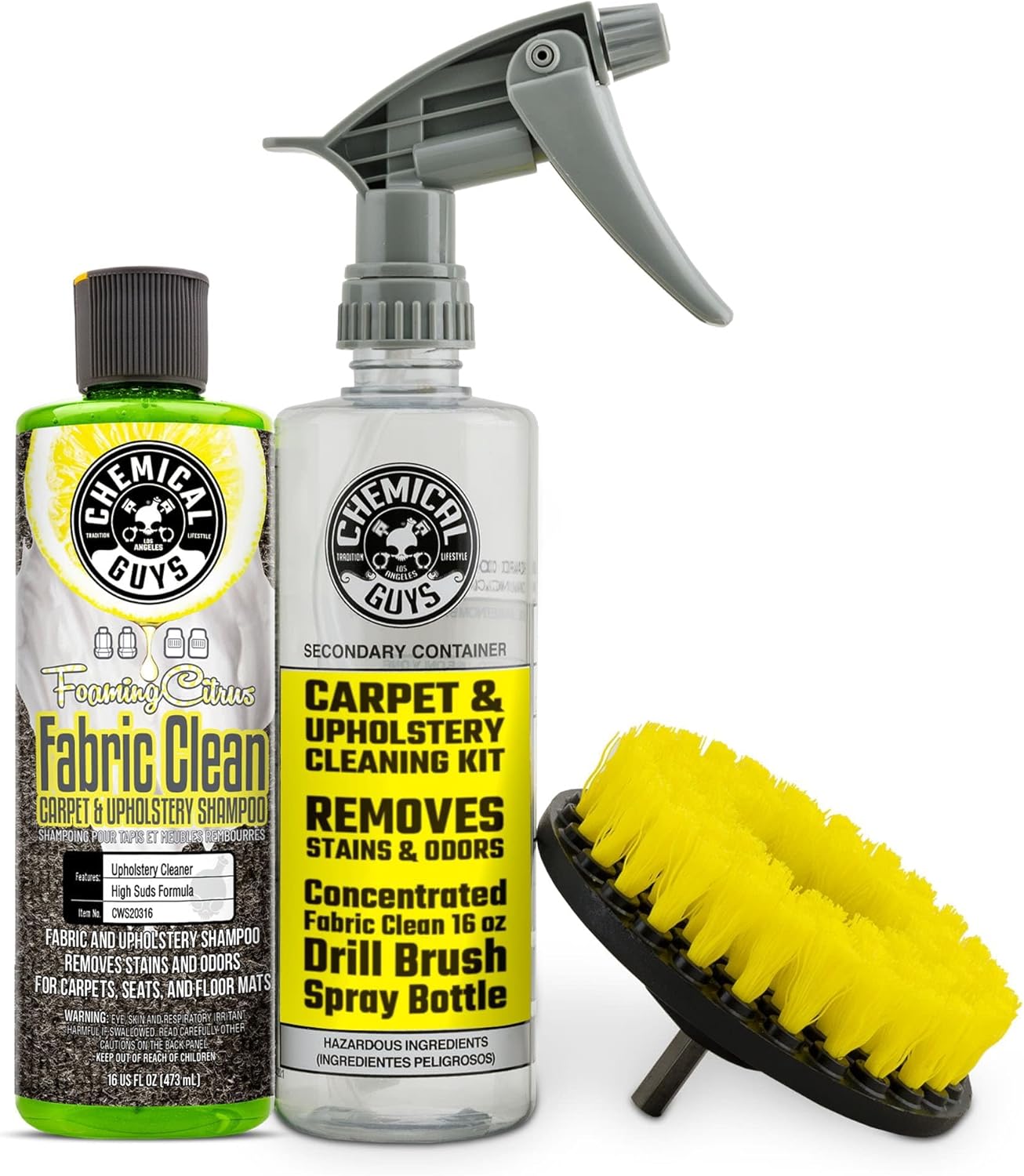 Chemical Guys Foaming Citrus Fabric Cleaner Kit - High Foaming Stain Remover & Deodorizer, 16 fl oz