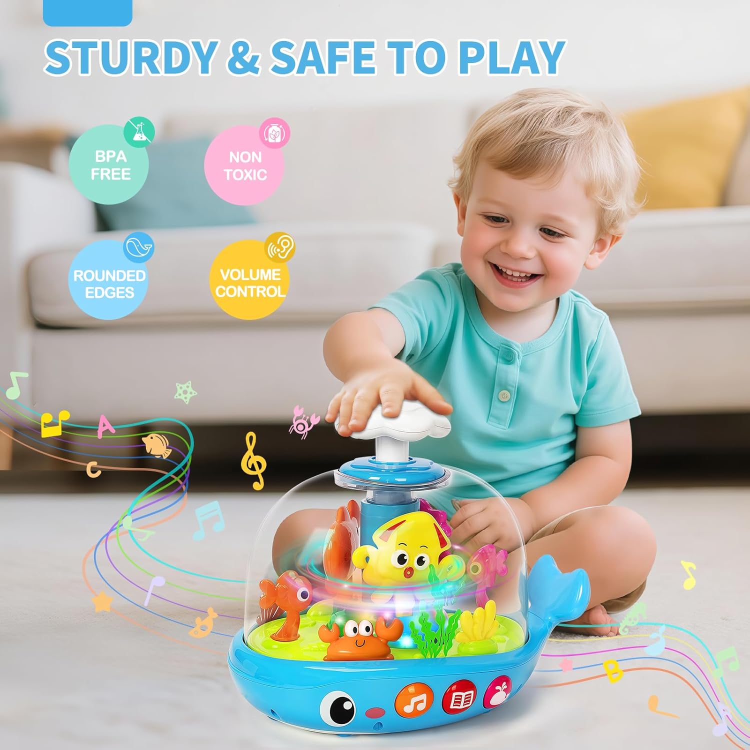 Skiennix Musical Aquarium Baby Toy - Early Learning Sound & Light Features | 6-12 Months