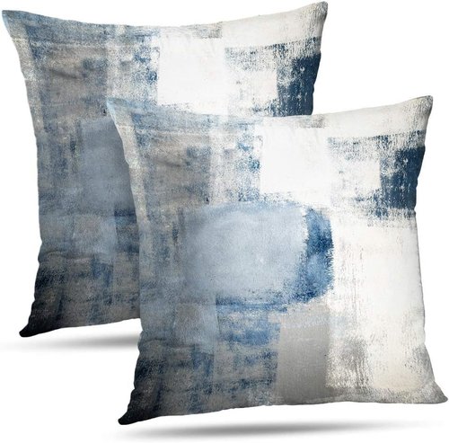 Alricc Throw Pillow Covers 18x18 Set of 2 Blue and Grey Art Throw Pillow Covers Soft Decorative Couch Pillow Covers for Home Living Room Bedroom