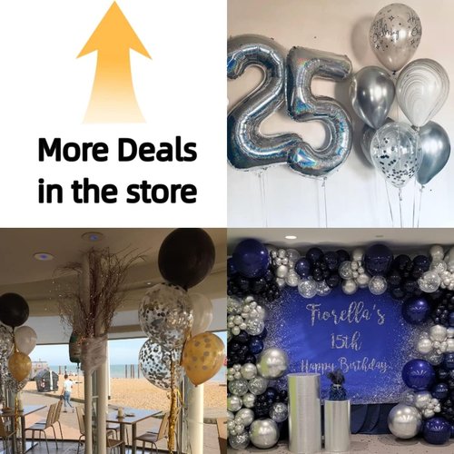 Bezente Silver Confetti Balloons - 12-Inch Helium Glitter Balloons for Weddings & Parties | 60 Pack