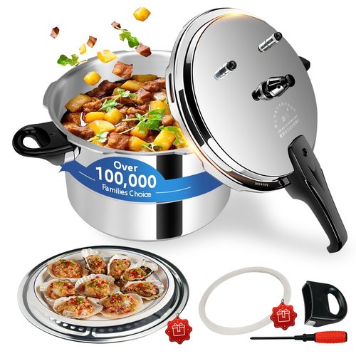 Pressure Cooker 8 qt+ Aluminum, ollas de presión para cocinar pressure cooker 8 qt All Stovetops Induction Compatible Thickened Pressure Cooker with Spring
