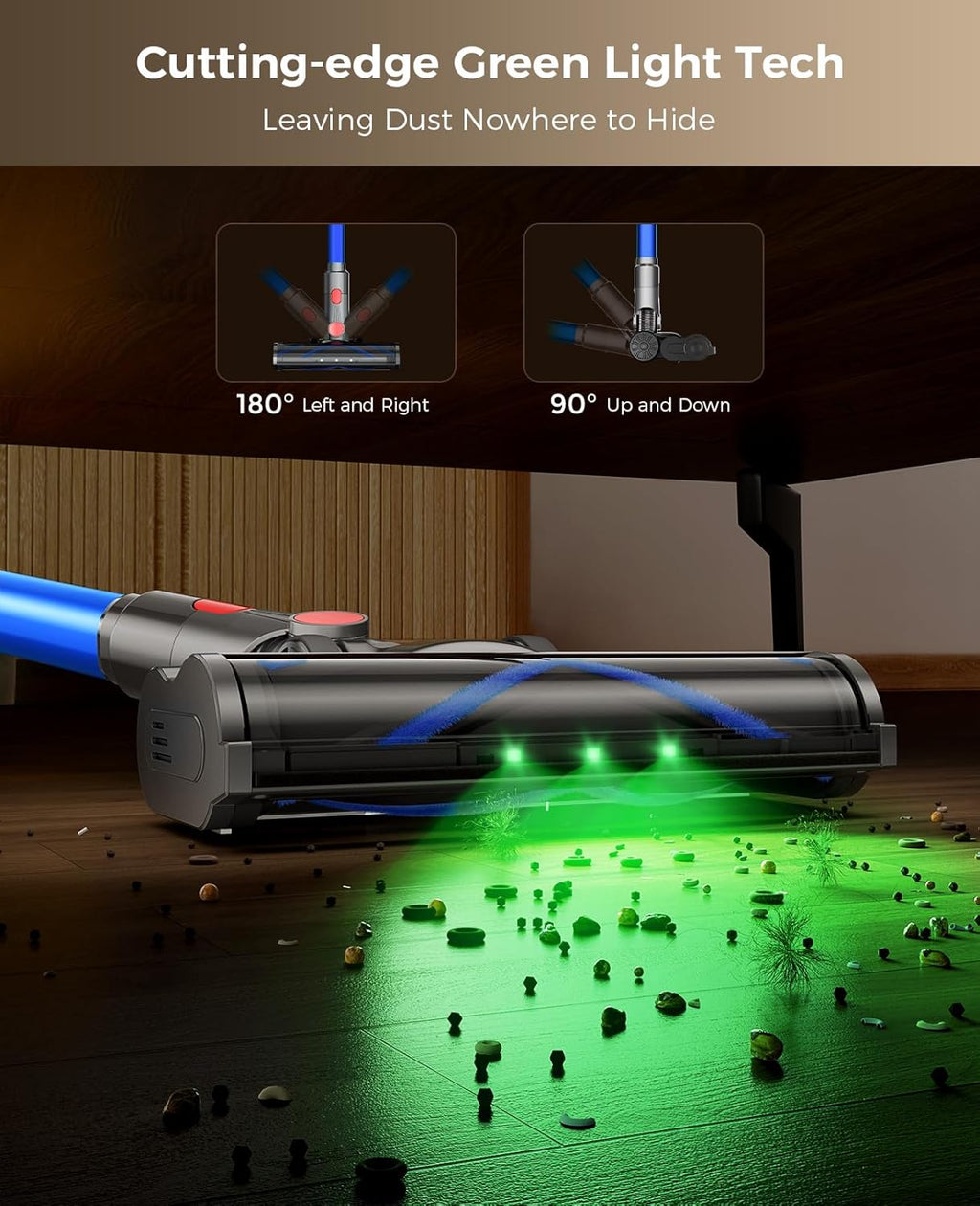 Skiennix Cordless Vacuum Cleaner - 450W 40KPA Lightweight Stick Vacuum with 45-Minute Runtime for Home Use