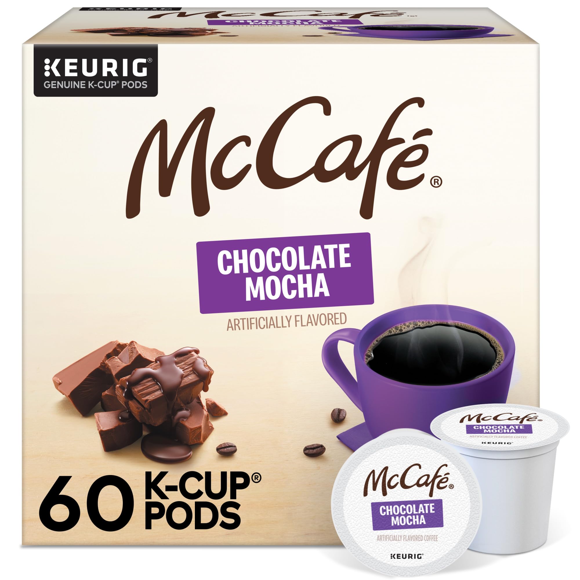 McCafe Chocolate Mocha, Single Serve Coffee Keurig K-Cup Pods, Flavored Coffee, 60 Count, (6 Packs of 10)