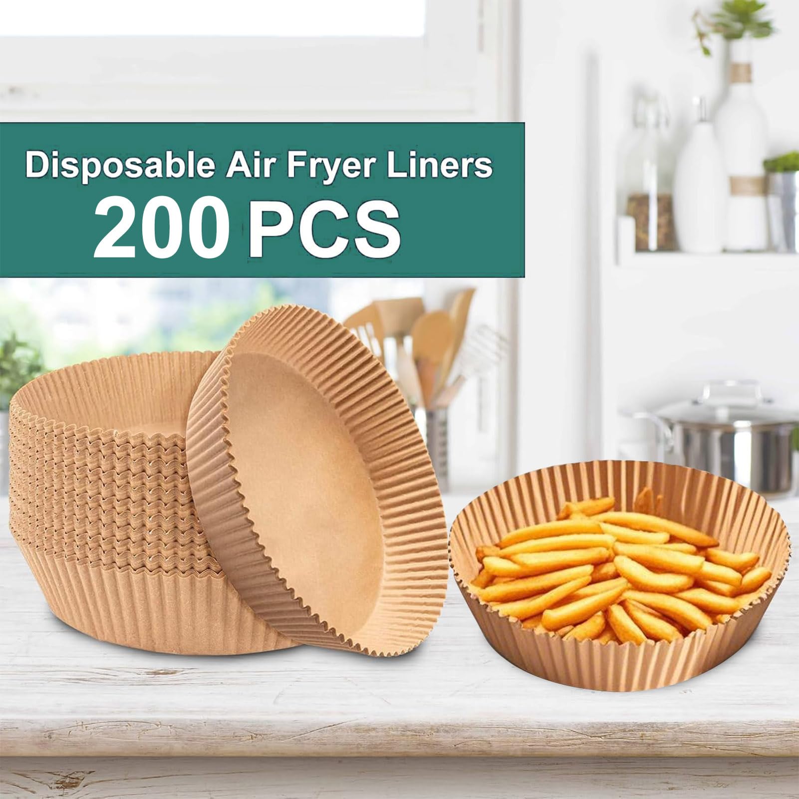 4 qt Air Fryer Liners, Ninja Foodi Liners, 200Pcs Air Fryer Liners Disposable 5qt 8 Inch Round, Circle Liners for Ninja AF101 AF150 XL AF161