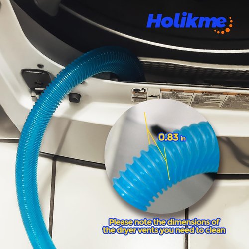 Holikme Dryer Vent Cleaner Kit - 2-Piece Lint Removal Brush Set | Compatible with Most Vacuums, Blue
