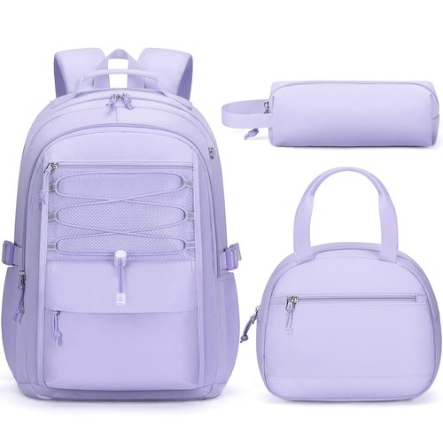 Fimibuke Kids Backpack for Girls, 3 PCS Waterproof Girls Backpack with Lunch Box & Pencil Case, Lightweight Bookbag Set for Kids Teen Girl Travel School Bag for Elementary Middle High School Students