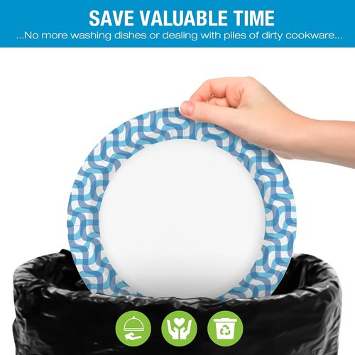 Ginkgo 10-Inch Heavy-Duty Paper Plates - 300 Count Bulk Pack for Parties, Picnics & Everyday Use