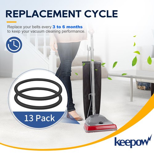 KEEPOW Vacuum Belt, 13 Pack Round Vacuum Belts Replacement Vacuum Parts Compatible with Sanitaire Eureka Vacuum Cleaner, 66100 SC679 C2094 Belt, Part Number 30563B, 30563A
