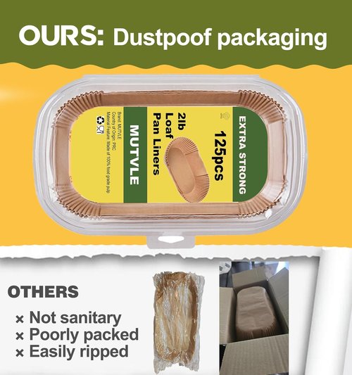 Loaf Pan Liners - 125 Pcs Non-Stick Parchment Paper for Baking | 9x5 Inch Bread Pan Liners