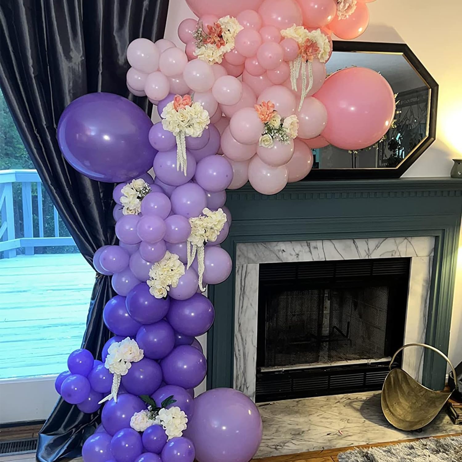 Togvu 12-Inch Metallic Purple & Pink Balloons - 60 Pack Confetti Latex Balloons for Parties & Events