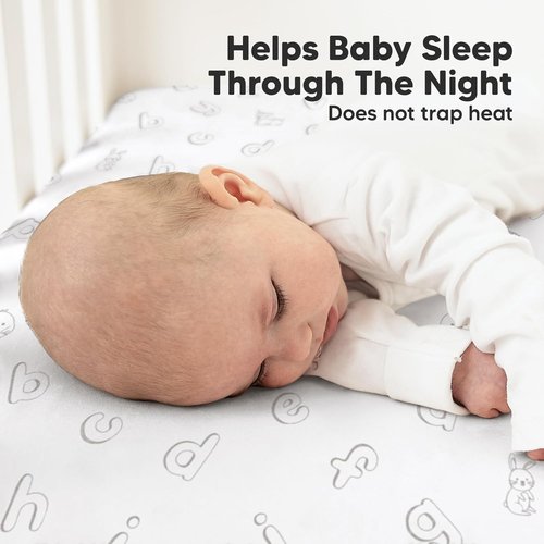 KeaBabies Organic Crib Sheets - 2-Pack Fitted Jersey Cotton for Baby Beds | Soft & Cute Prints (ABC Land Sky)