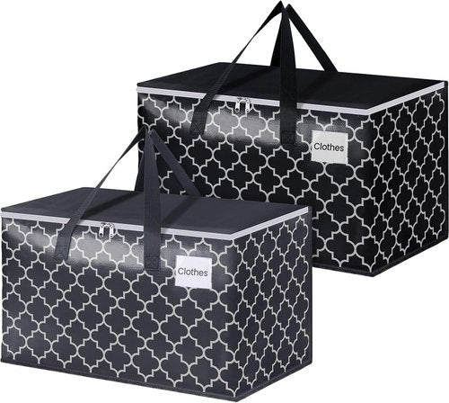 Extra Large Moving Bags by [Brand Name] - Heavy-Duty Storage Totes with Zipper Top | 100L, Black & Gray, 2-Pack