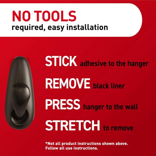 Command 5 lb Large Oil Rubbed Bronze Metal Hooks, 2 Coat Hooks and 4 Strips, Damage-Free Hanging with Adhesive, Forever Classic Great for Hanging Home and Room Decor